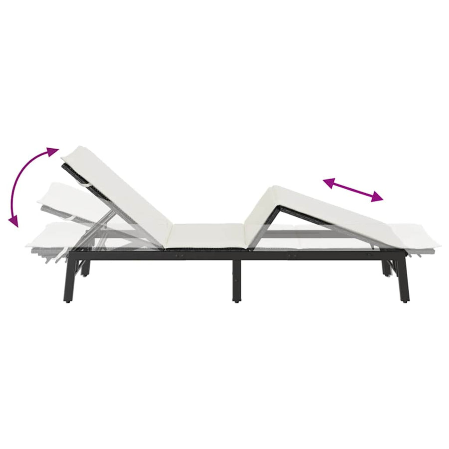 Ligstoel Met Kussen, Polyrotan Zwart