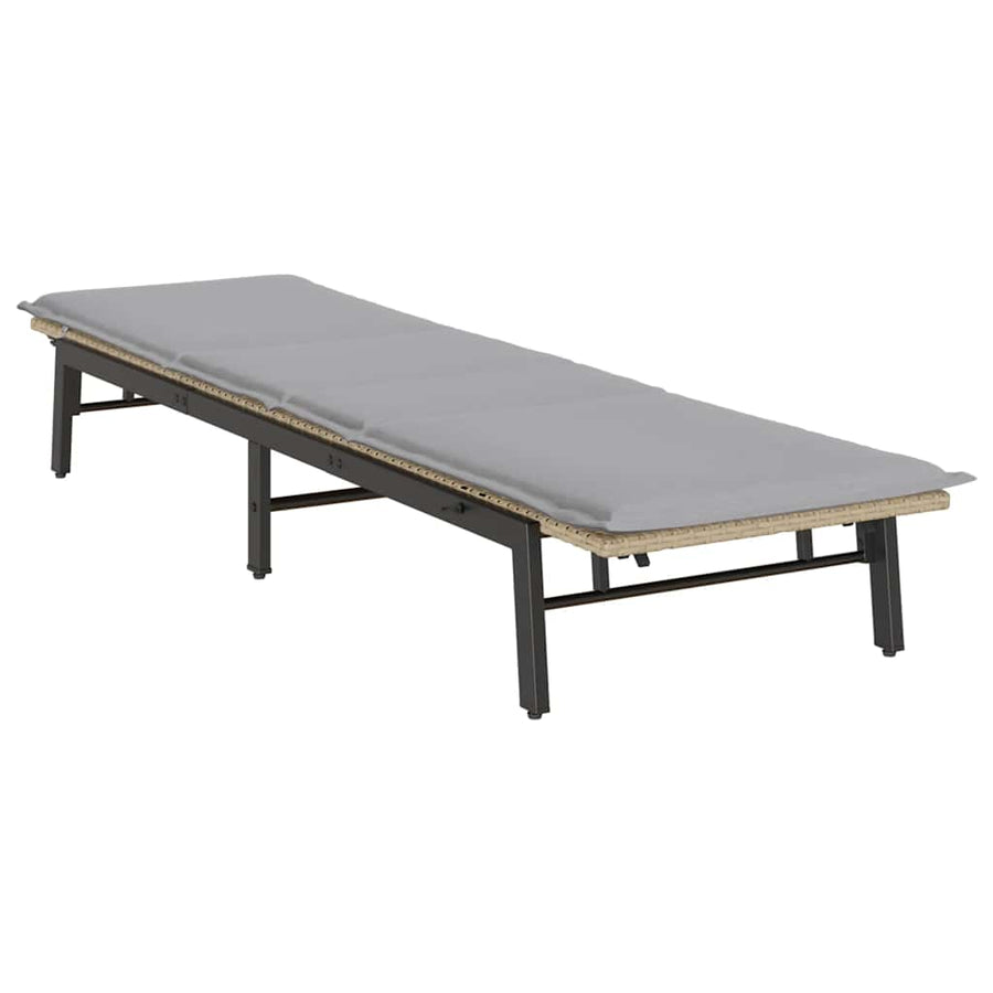 Ligstoel Met Kussen Polyrotan Beige