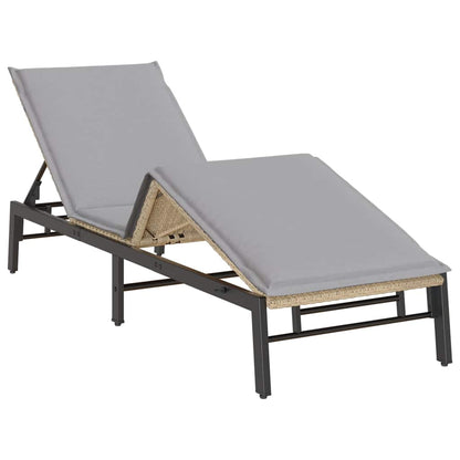 Ligstoel Met Kussen Polyrotan Beige