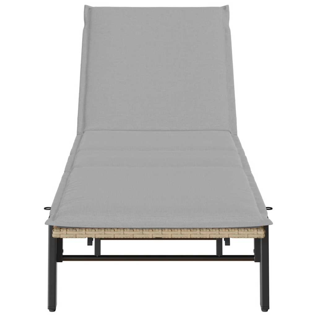 Ligstoel Met Kussen Polyrotan Beige