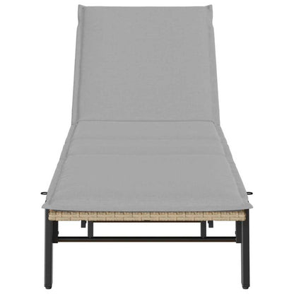 Ligstoel Met Kussen Polyrotan Beige