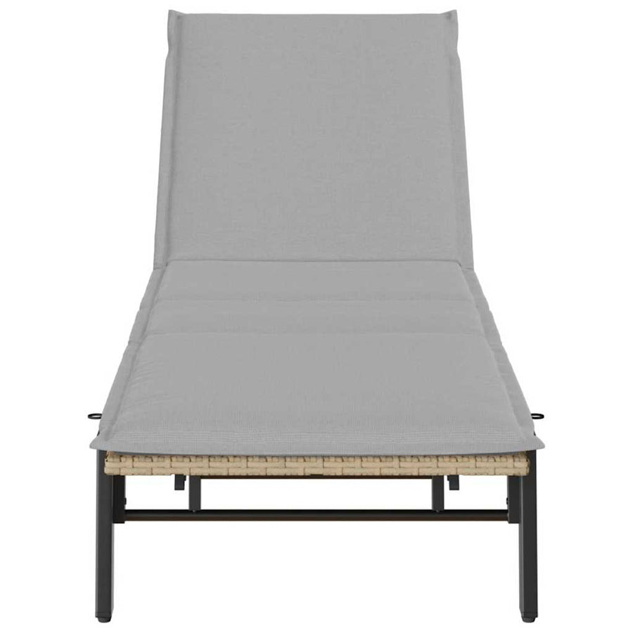 Ligstoel Met Kussen Polyrotan Beige