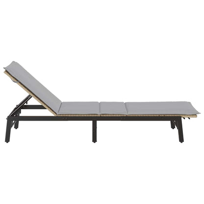 Ligstoel Met Kussen Polyrotan Beige