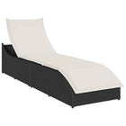 Foldable lounge chair with cushion storage poly rattan black