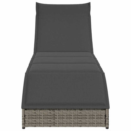 Ligstoel inklapbaar met kussen opbergruimte poly rattan grijs