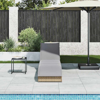 Ligstoel inklapbaar met kussen opbergruimte poly rattan beige