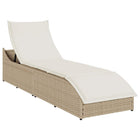 Ligstoel inklapbaar poly rattan beige met opbergruimte