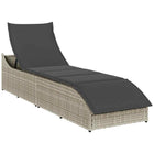 Ligstoel poly rattan inklapbaar lichtgrijs