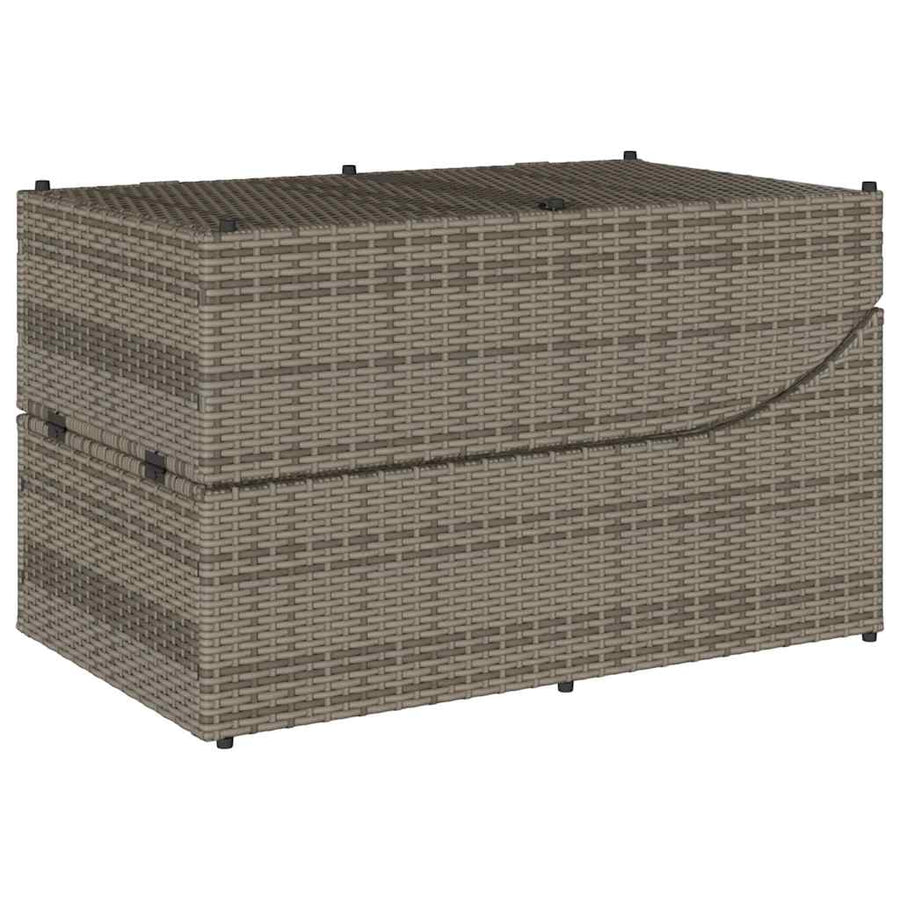 Ligstoel inklapbaar met kussen opbergruimte poly rattan grijs