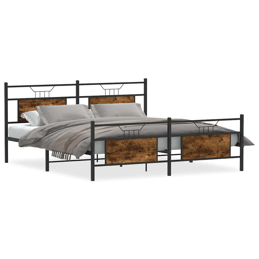 Bedframe zonder matras metaal gerookt eikenkleurig 160x200 cm