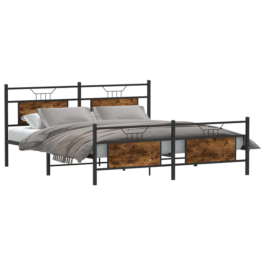 Bedframe zonder matras metaal gerookt eikenkleurig 160x200 cm