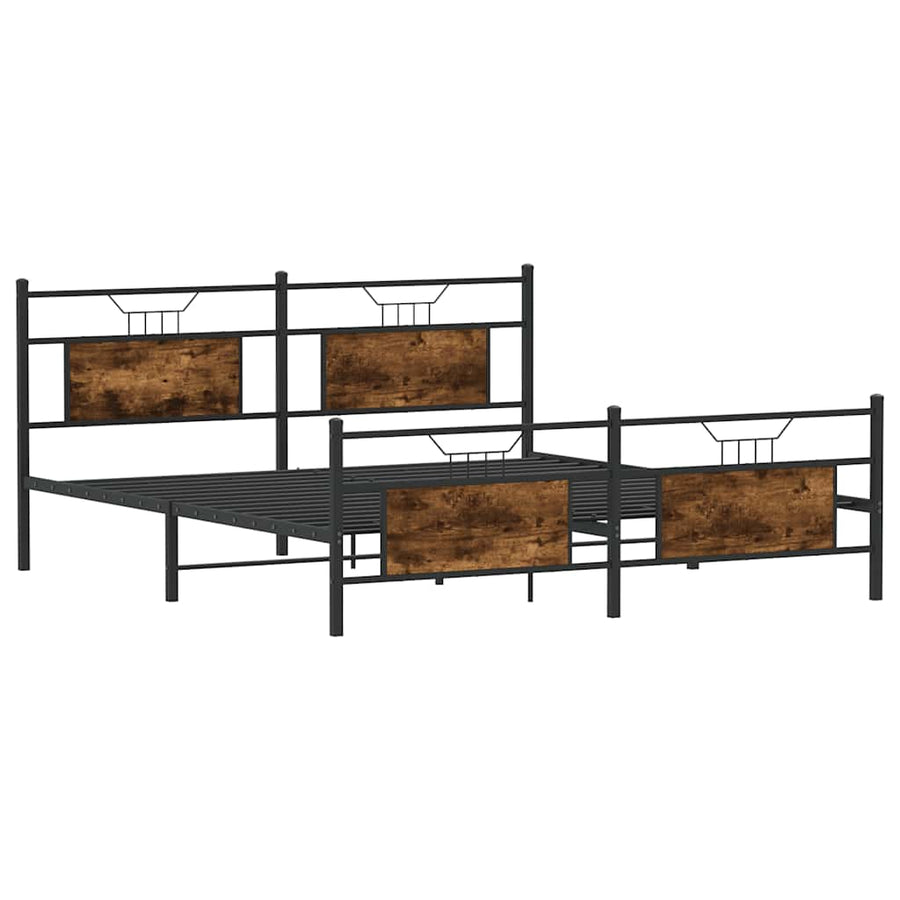 Bedframe zonder matras metaal gerookt eikenkleurig 183x213 cm