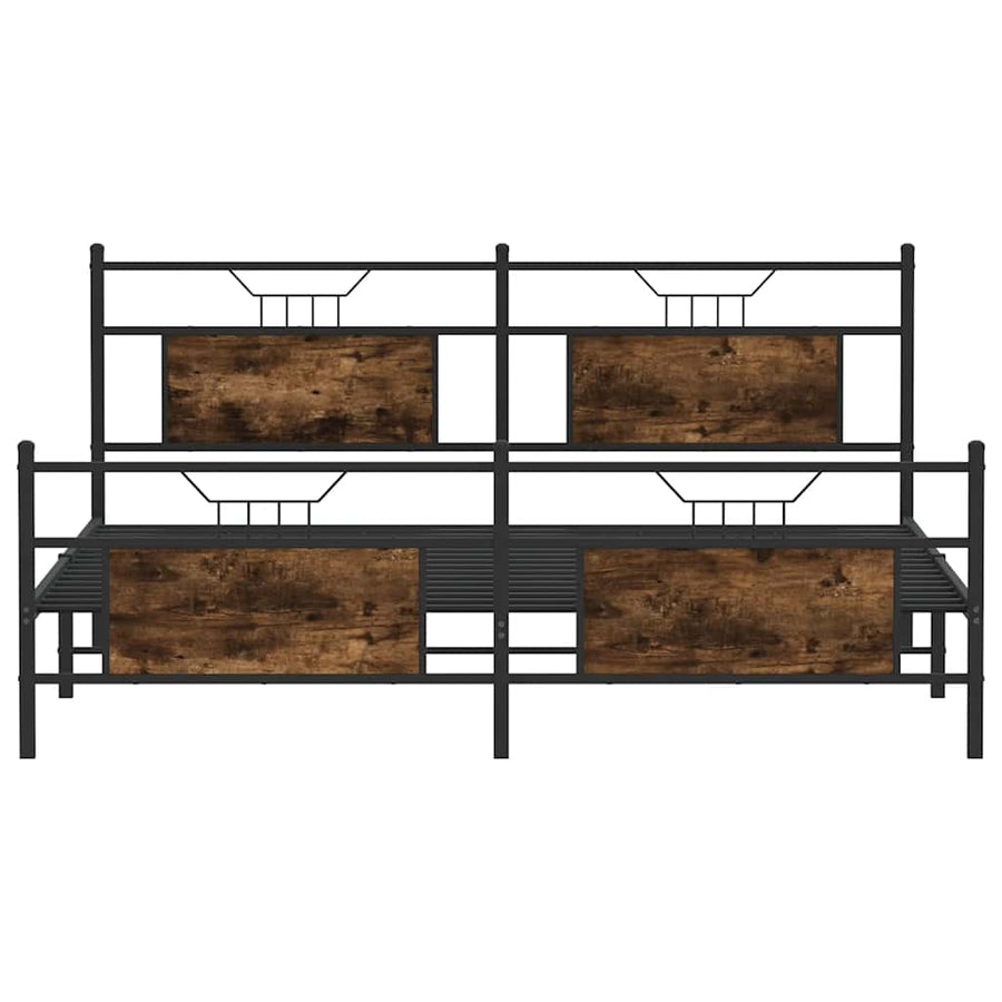 Bedframe zonder matras metaal gerookt eikenkleurig 183x213 cm