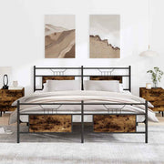 Bedframe 183x213 cm metaal gerookt eiken