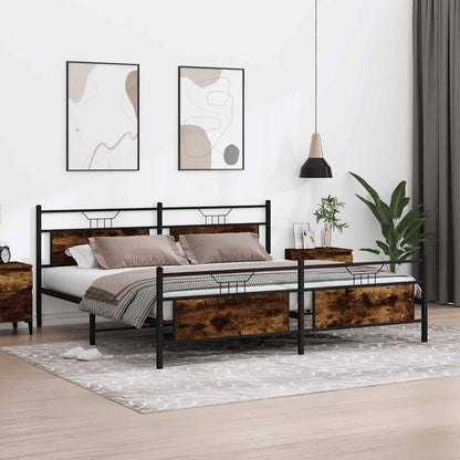Bedframe zonder matras metaal gerookt eikenkleurig 193x203 cm
