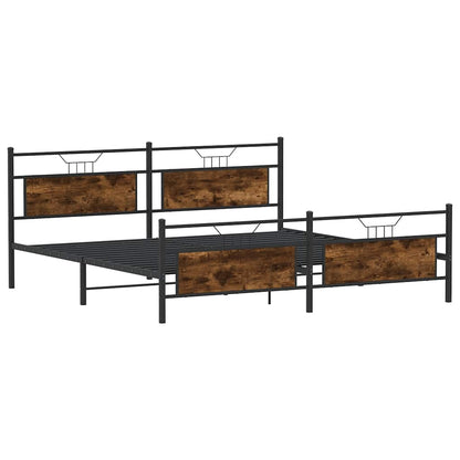 Bedframe zonder matras metaal gerookt eikenkleurig 193x203 cm