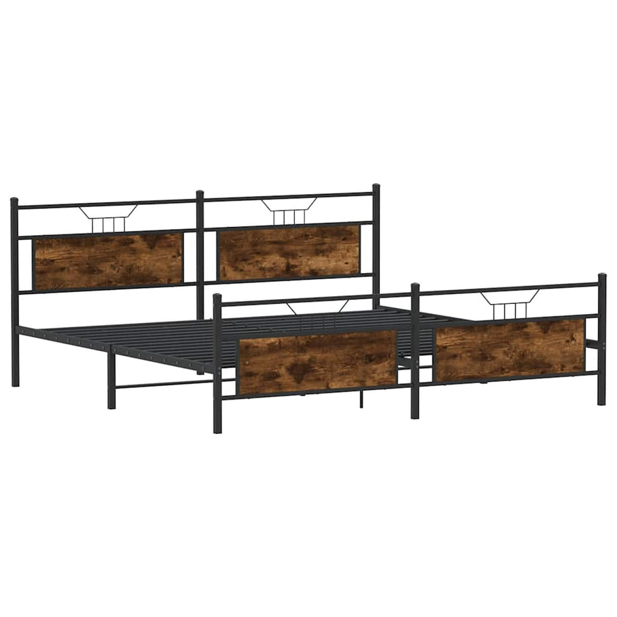 Bedframe zonder matras metaal gerookt eikenkleurig 193x203 cm