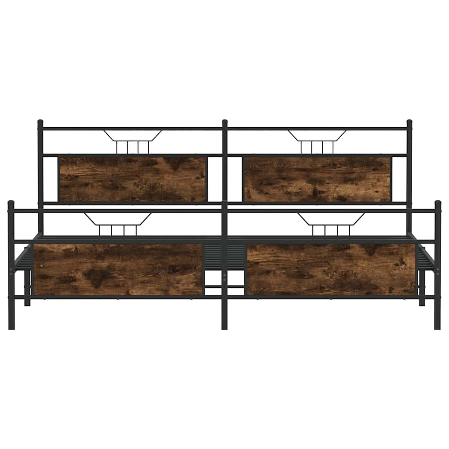 Bedframe zonder matras metaal gerookt eikenkleurig 193x203 cm