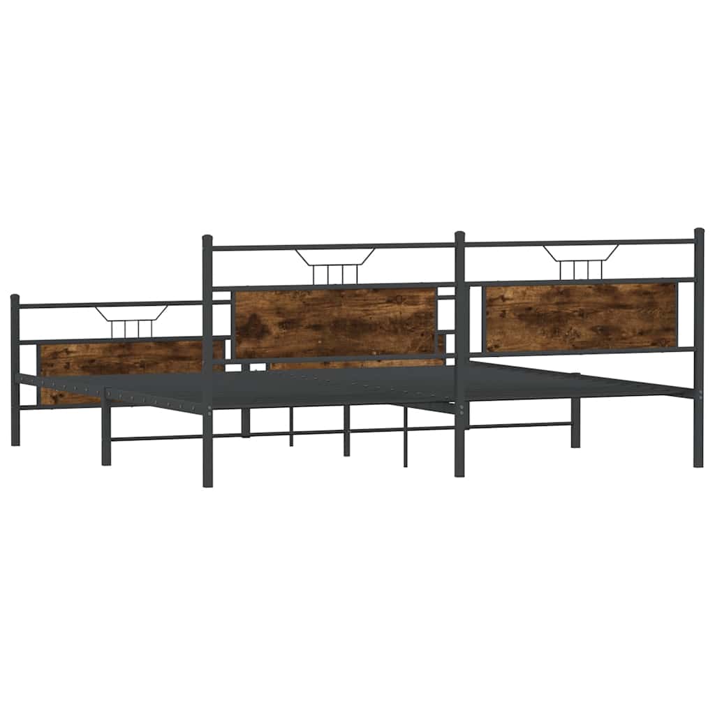 Bedframe zonder matras metaal gerookt eikenkleurig 193x203 cm