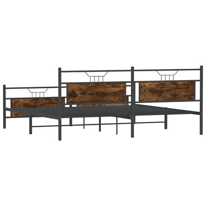 Bedframe zonder matras metaal gerookt eikenkleurig 193x203 cm
