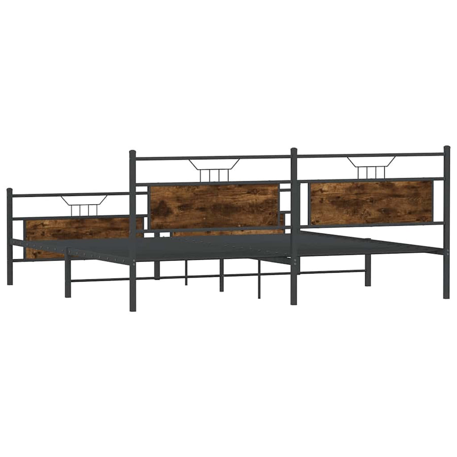 Bedframe zonder matras metaal gerookt eikenkleurig 193x203 cm