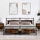 Bed frame without mattress metal smoked oak-colored 193x201 cm