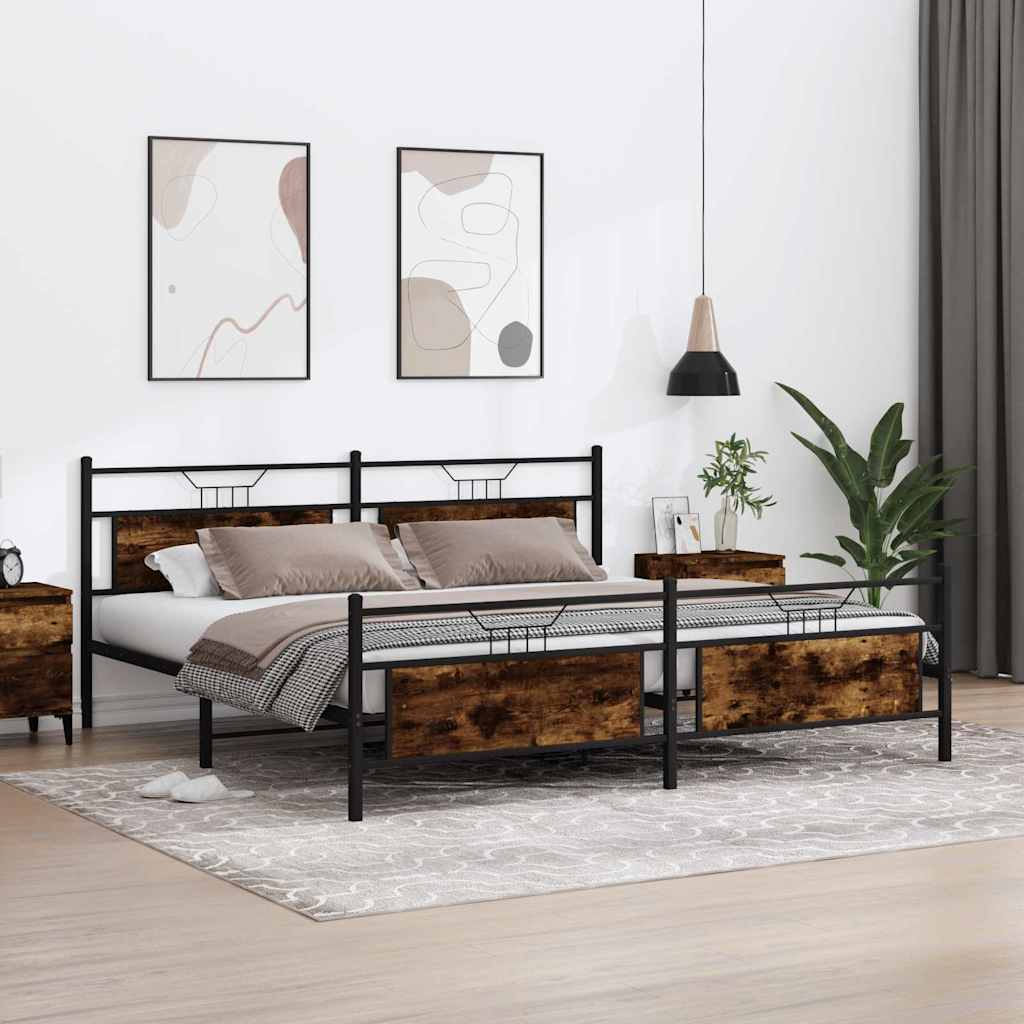 Bedframe zonder matras metaal gerookt eikenkleurig 200x200 cm