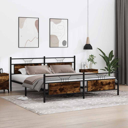 Bedframe zonder matras metaal gerookt eikenkleurig 200x200 cm