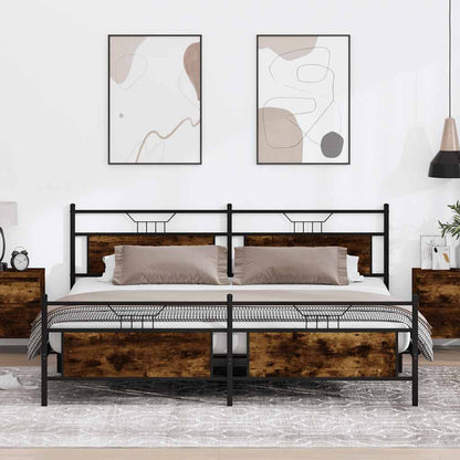 Bedframe zonder matras metaal gerookt eikenkleurig 200x200 cm