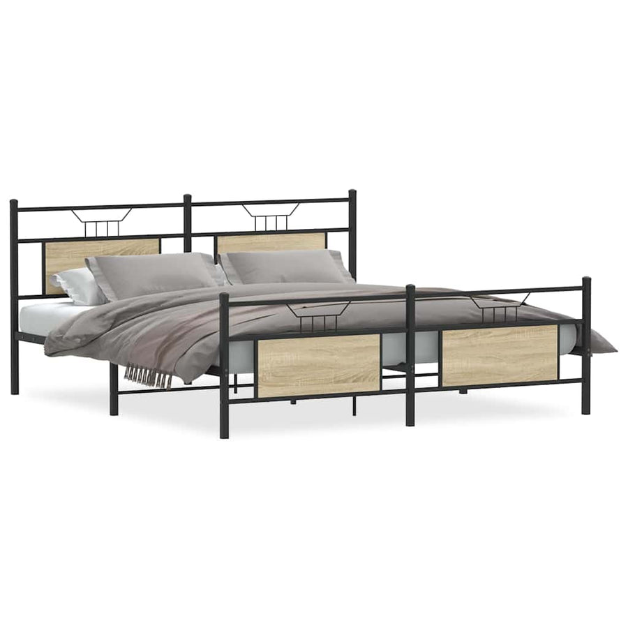 Bedframe zonder matras metaal sonoma eikenkleurig 160x200 cm
