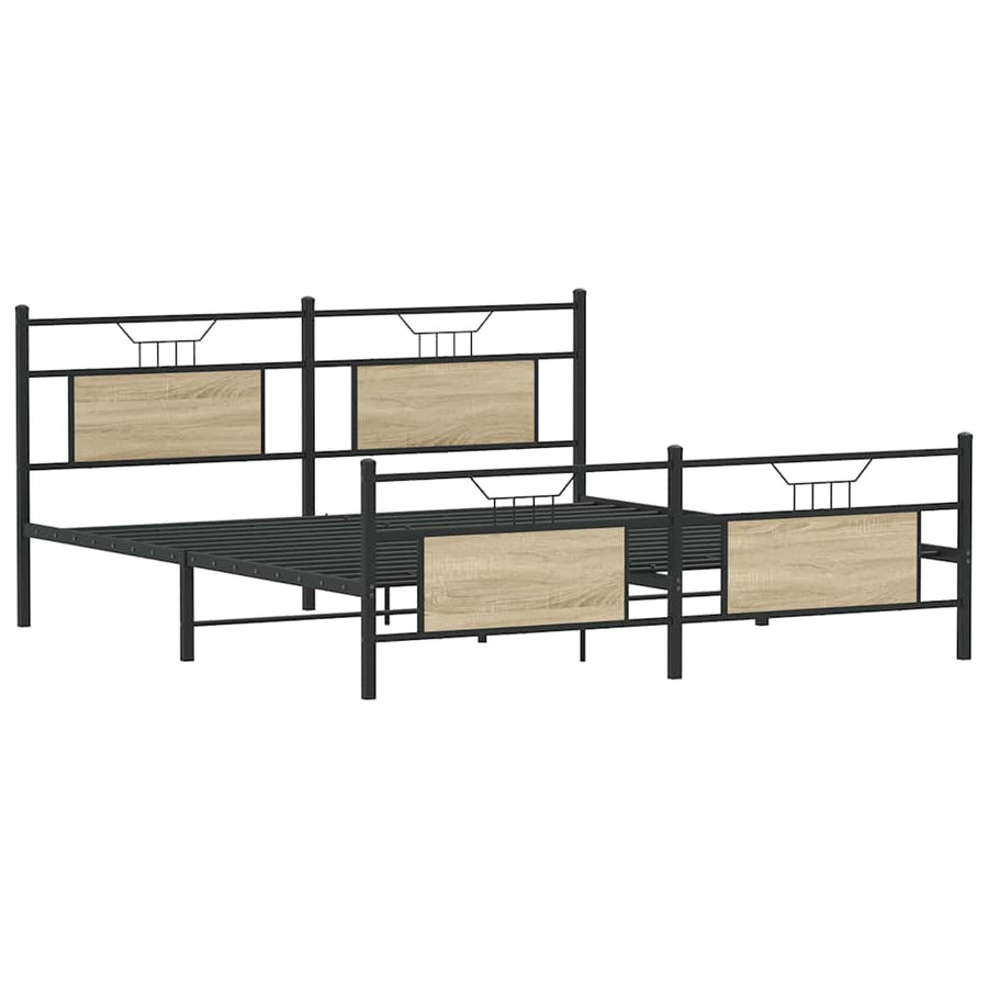 Bedframe zonder matras metaal sonoma eikenkleurig 160x200 cm