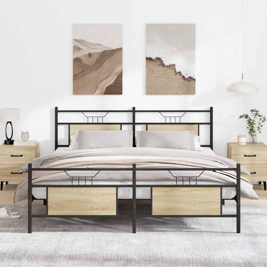 Bedframe zonder matras metaal sonoma eikenkleurig 160x200 cm