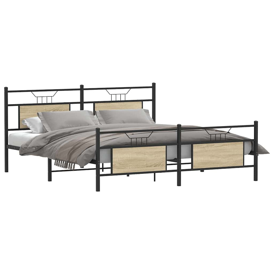 Bedframe zonder matras metaal sonoma eikenkleurig 180x200 cm