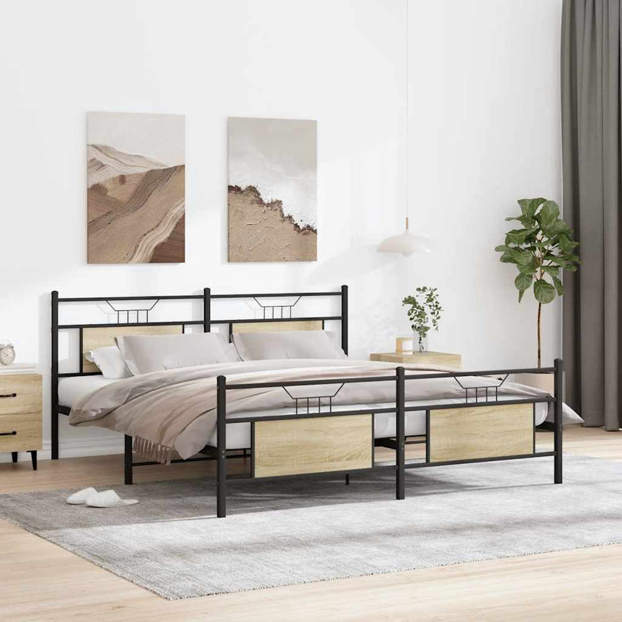 Bedframe zonder matras metaal sonoma eikenkleurig 180x200 cm