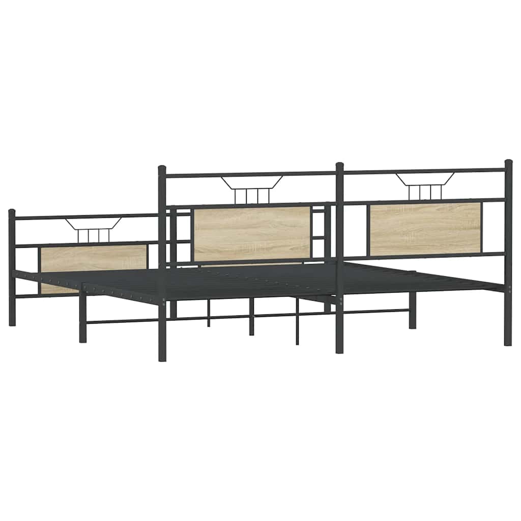 Bedframe zonder matras metaal sonoma eikenkleurig 180x200 cm