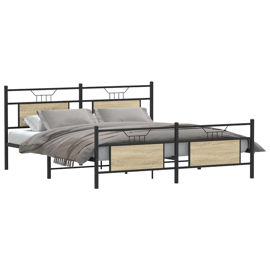 Bedframe zonder matras metaal sonoma eikenkleurig 183x213 cm