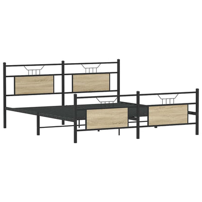 Bedframe zonder matras metaal sonoma eikenkleurig 183x213 cm