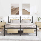 Bed frame without mattress metal Sonoma oak coloured 183x213 cm