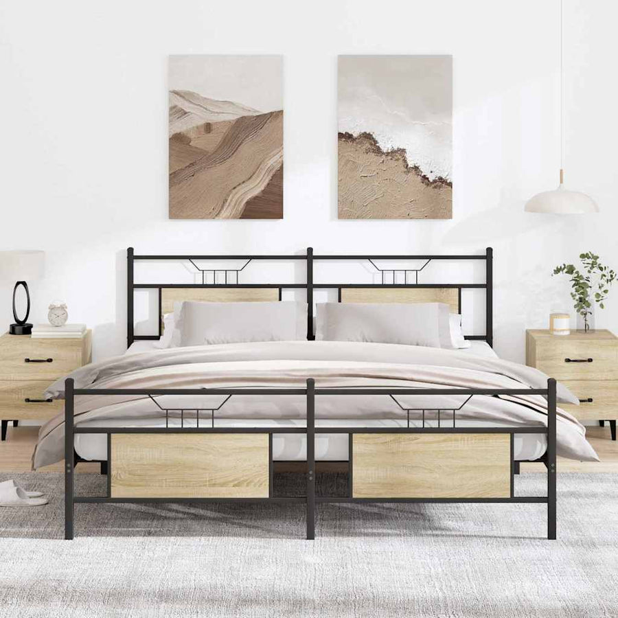 Bedframe zonder matras metaal sonoma eikenkleurig 183x213 cm