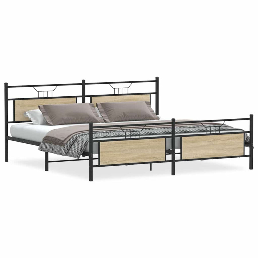 Bedframe zonder matras metaal sonoma eikenkleurig 193x203 cm