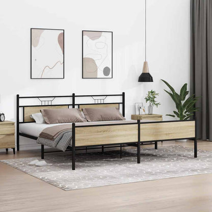 Bedframe zonder matras metaal sonoma eikenkleurig 193x203 cm