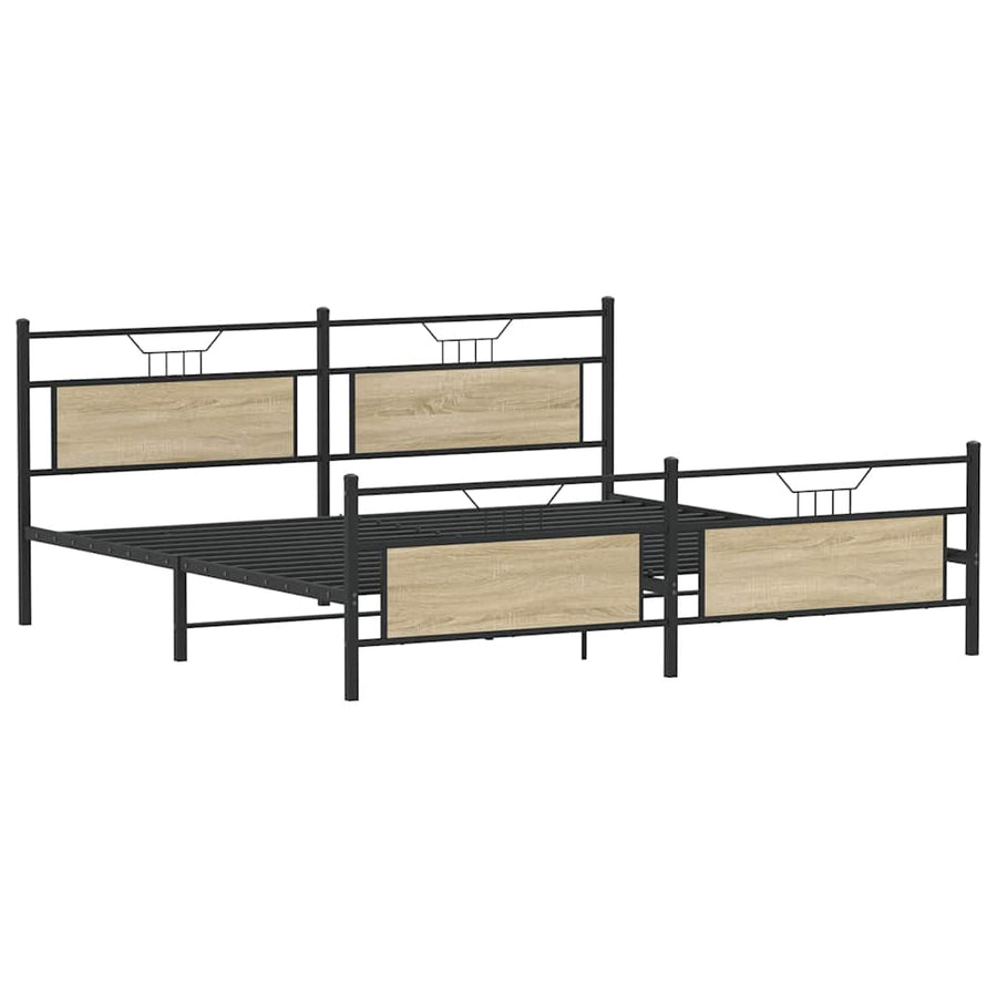 Bedframe zonder matras metaal sonoma eikenkleurig 193x203 cm