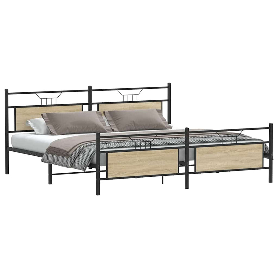 Bedframe zonder matras metaal sonoma eikenkleur 200x200 cm