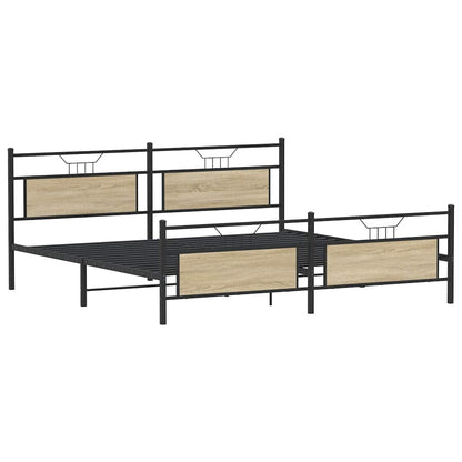 Bedframe zonder matras metaal sonoma eikenkleur 200x200 cm