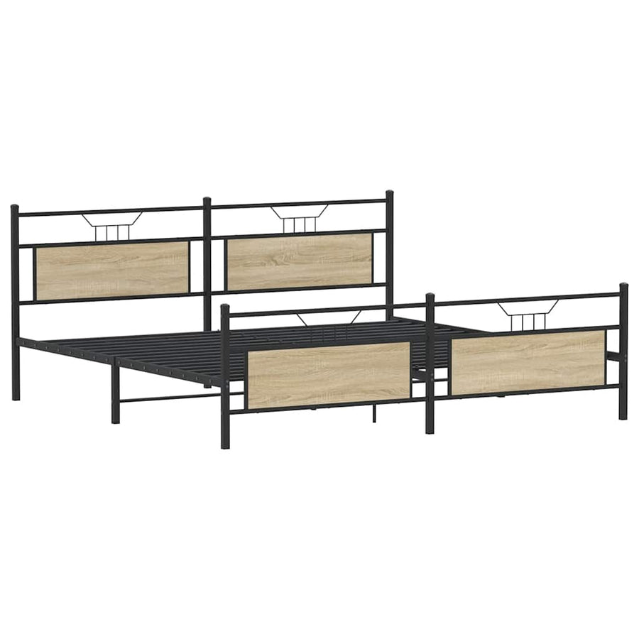 Bedframe zonder matras metaal sonoma eikenkleur 200x200 cm