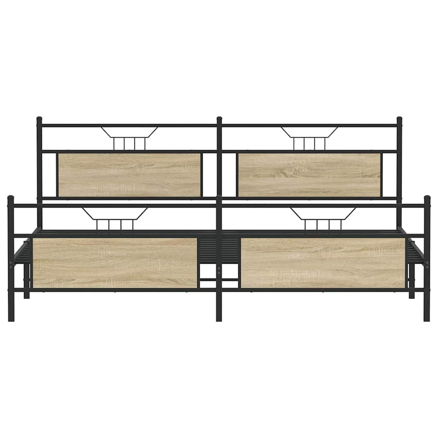 Bedframe zonder matras metaal sonoma eikenkleur 200x200 cm