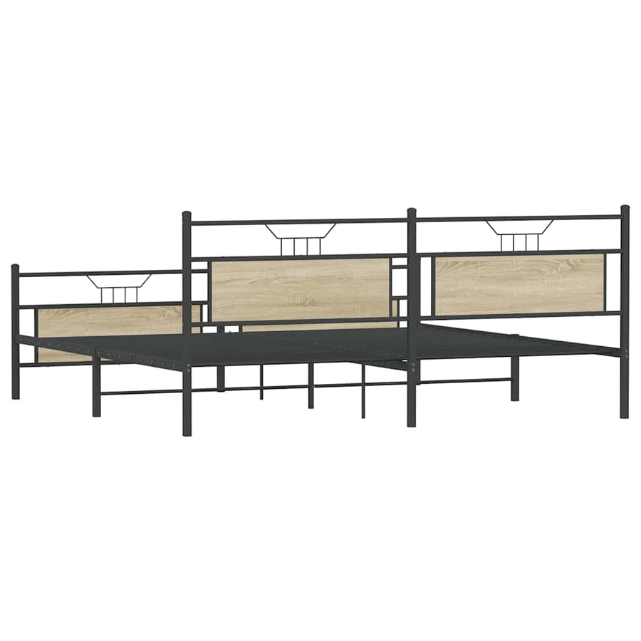 Bedframe zonder matras metaal sonoma eikenkleur 200x200 cm
