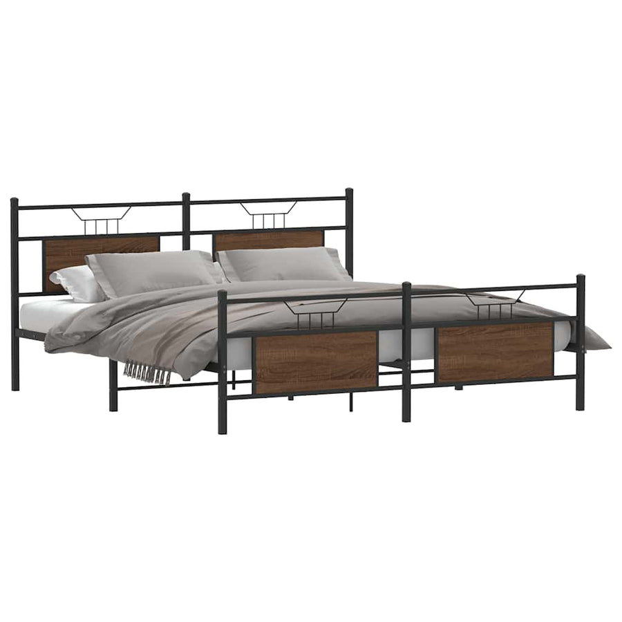 Bedframe zonder matras metaal bruin eikenkleurig 160x200 cm