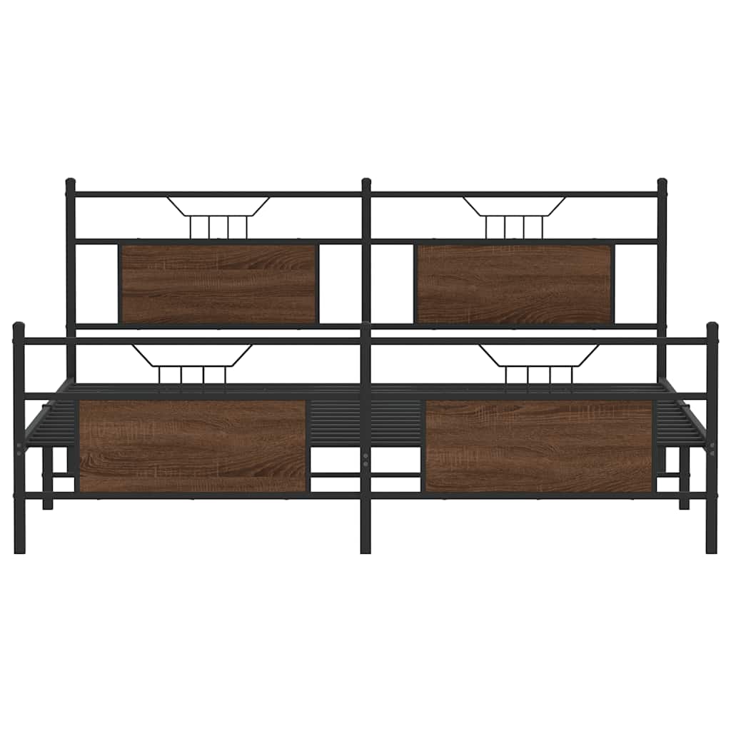 Bedframe zonder matras metaal bruin eikenkleurig 160x200 cm