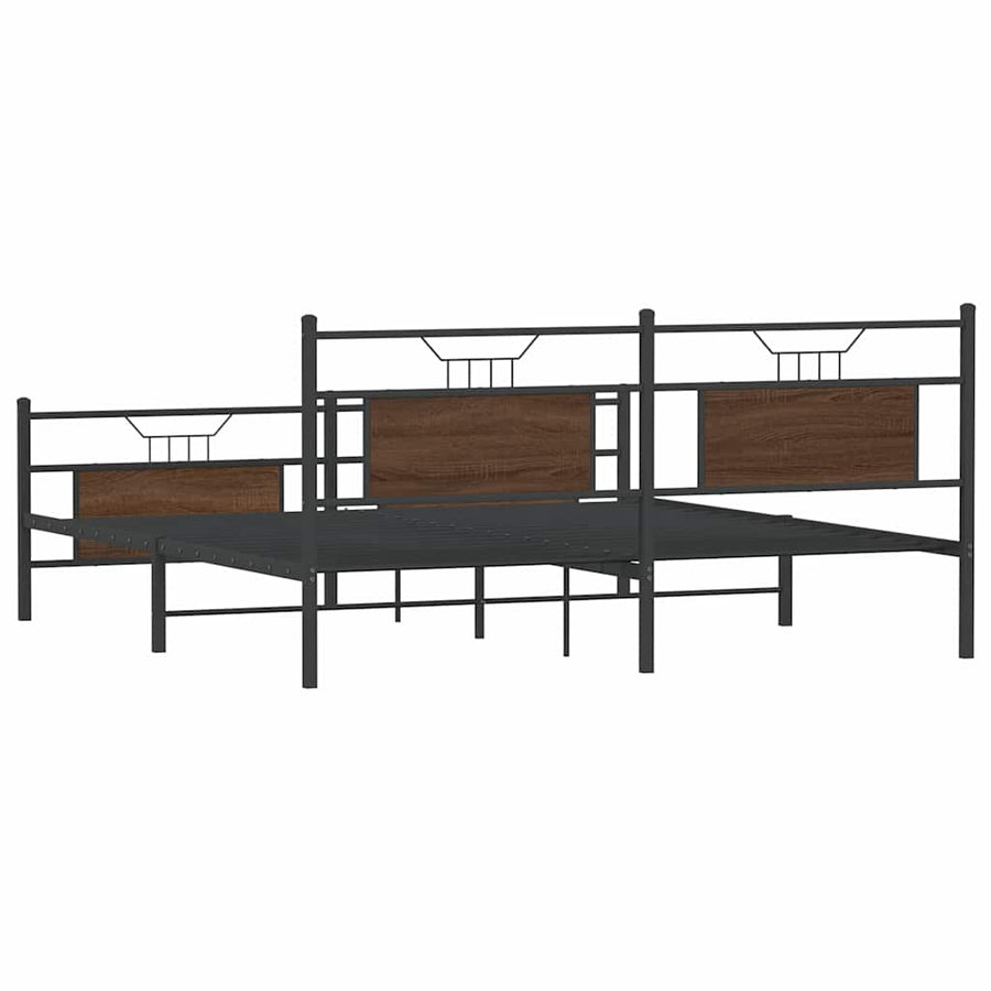 Bedframe zonder matras metaal bruin eikenkleurig 160x200 cm